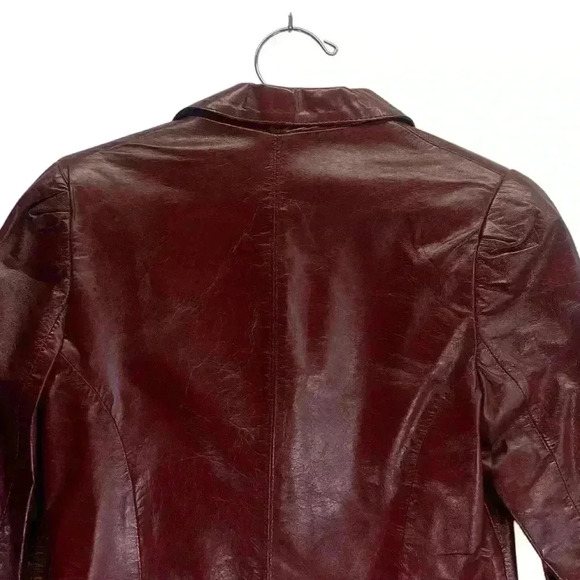 Vintage Women’s Genuine Leather Blazer Jacket. Size 5/6. Chestnut brown. - Picture 13 of 16